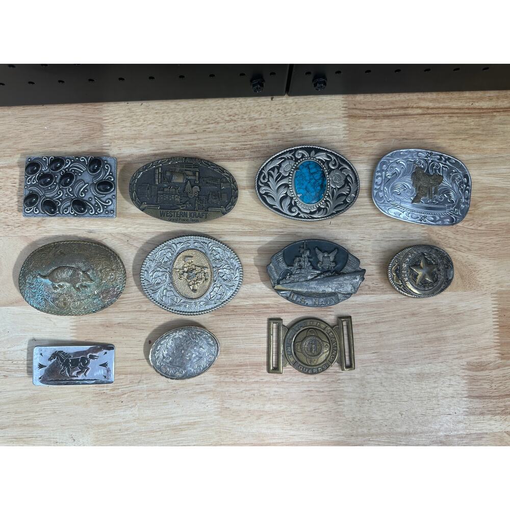 Lot of 11 Belt Buckles